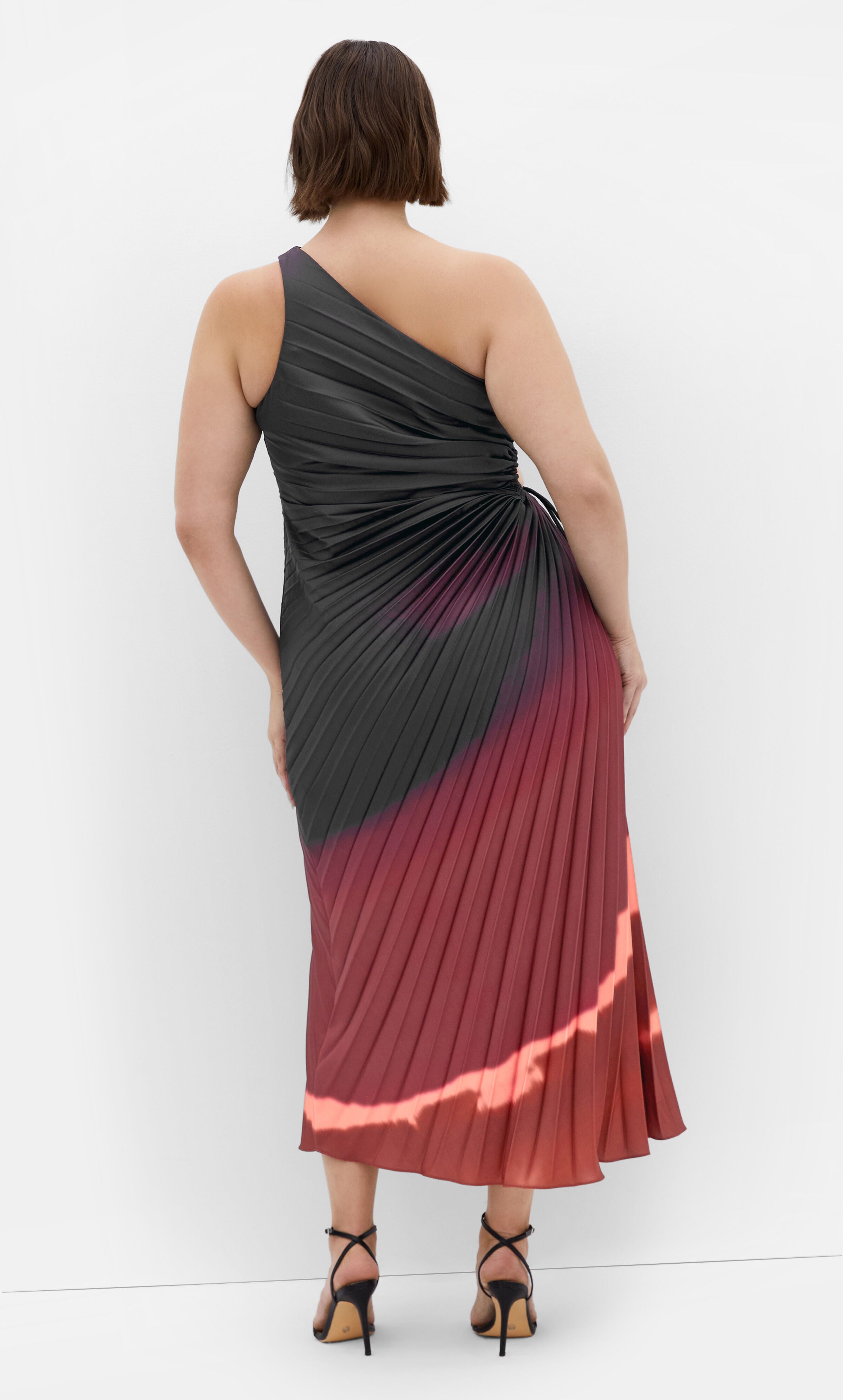 Aliza Print Pleat Maxi Dress - sienna, RED, alternate image number 2