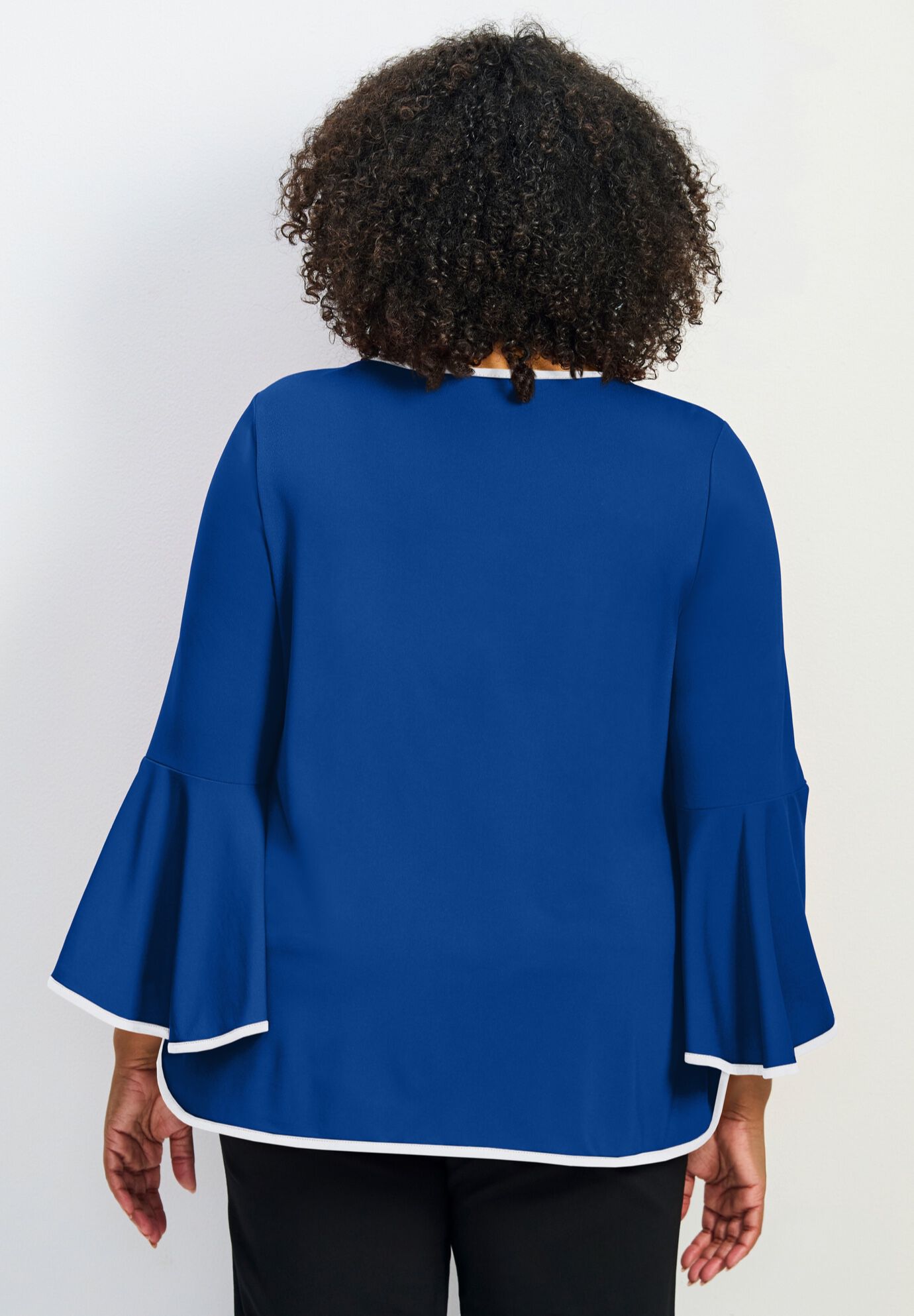 Ivana Contrast Bell Sleeve Top, DARK SAPPHIRE, alternate image number 2