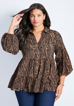 Flora Blouson Slv Tiered Tunic