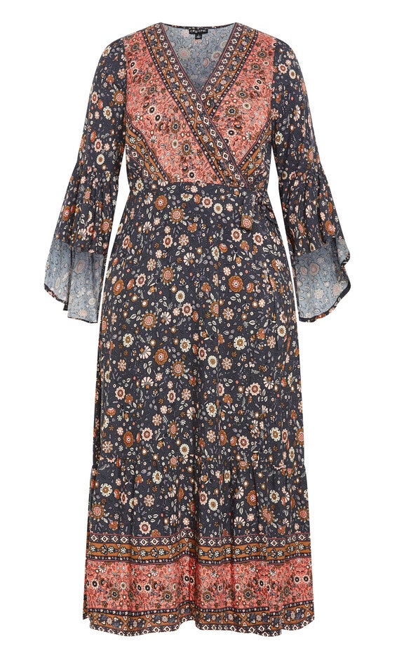 Belle Wrap Maxi Dress - slate, GRAY, alternate image number 3
