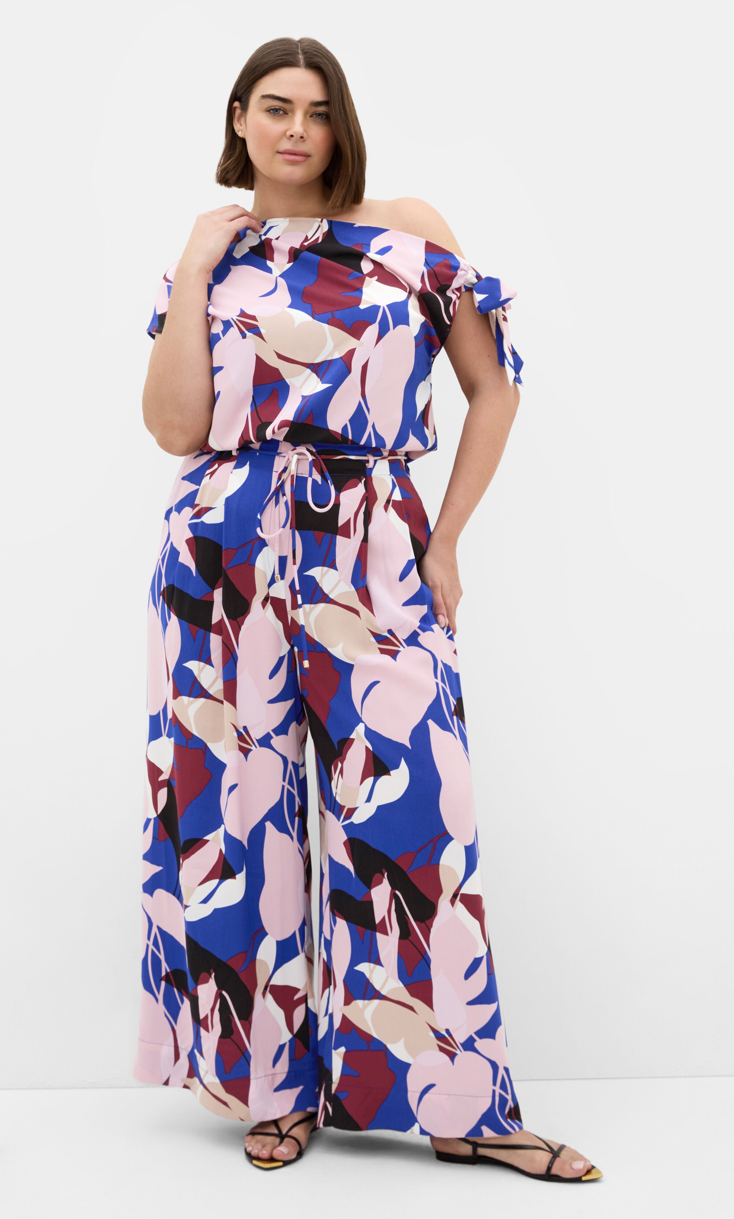 Wild Fern Print Wide Leg Pant, BLUE, alternate image number 2