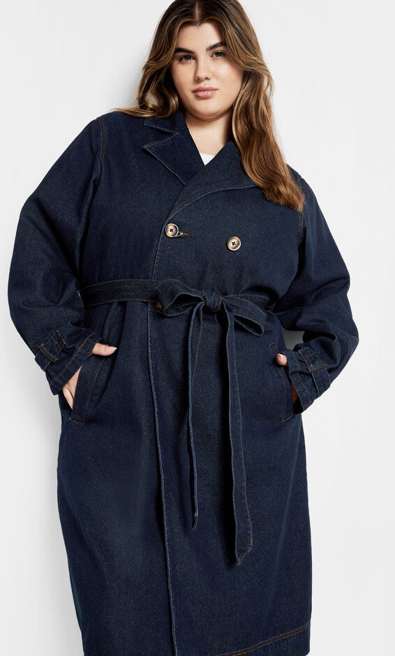 Laylo Trench Coat - dark denim, BLUE, alternate image number null