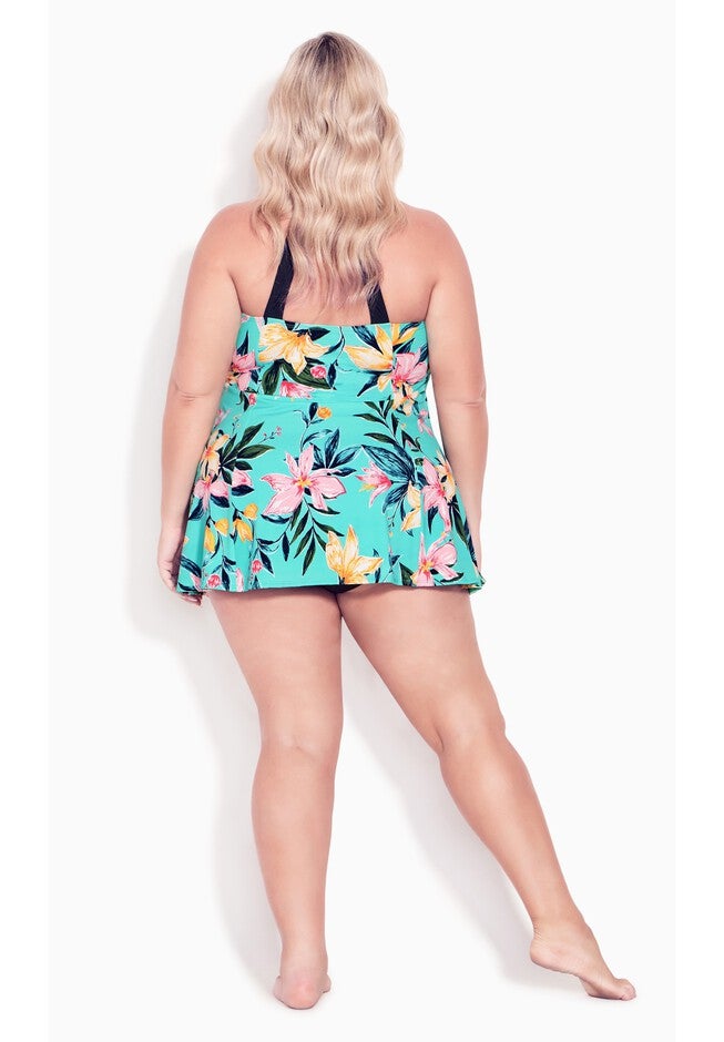 Hi Back Print Swim Dress, SANTIAGO, on-hover image number null