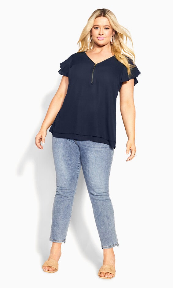 Zip Fling Top - navy, BLUE, alternate image number 2