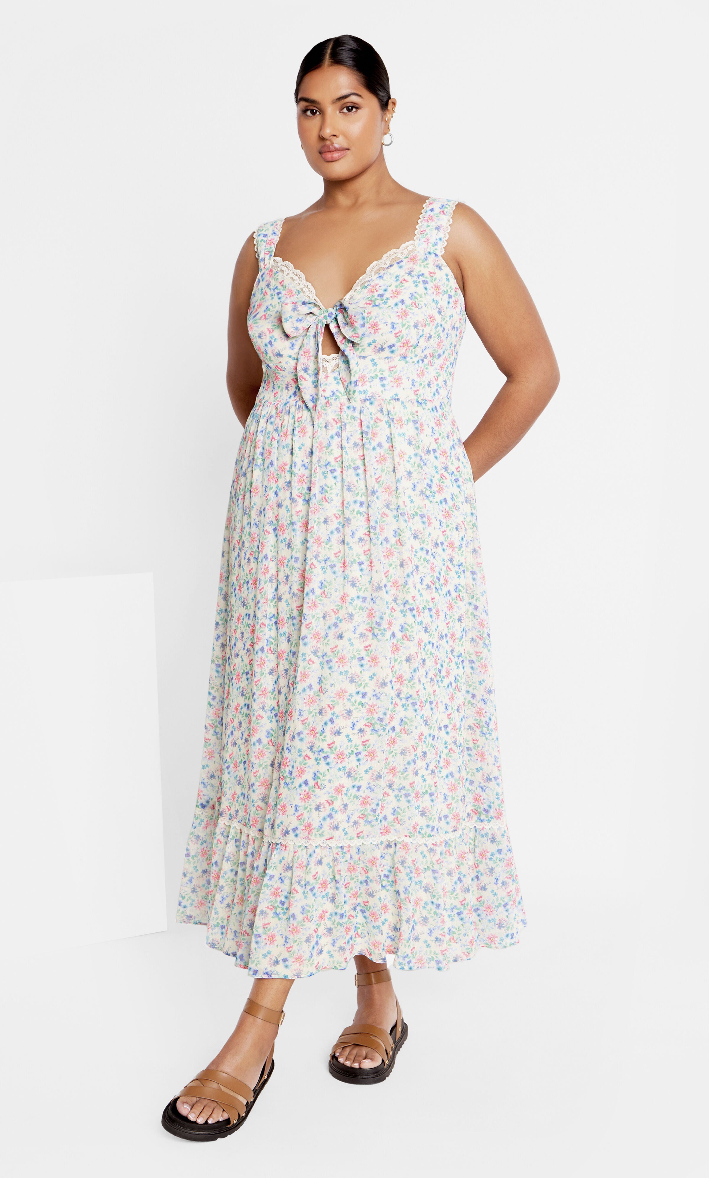 Lidia Print Dress - cream, PURPLE, alternate image number 1