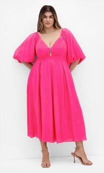 Shae V Neck Dress - hot pink