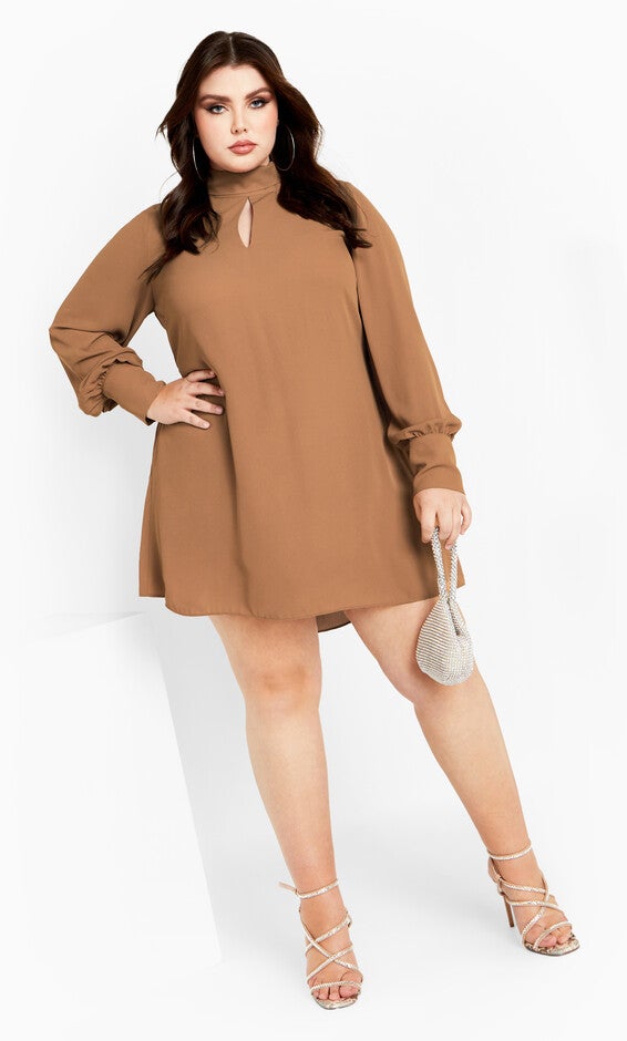 Neck Tie Tunic - caramel, CARAMEL, alternate image number null