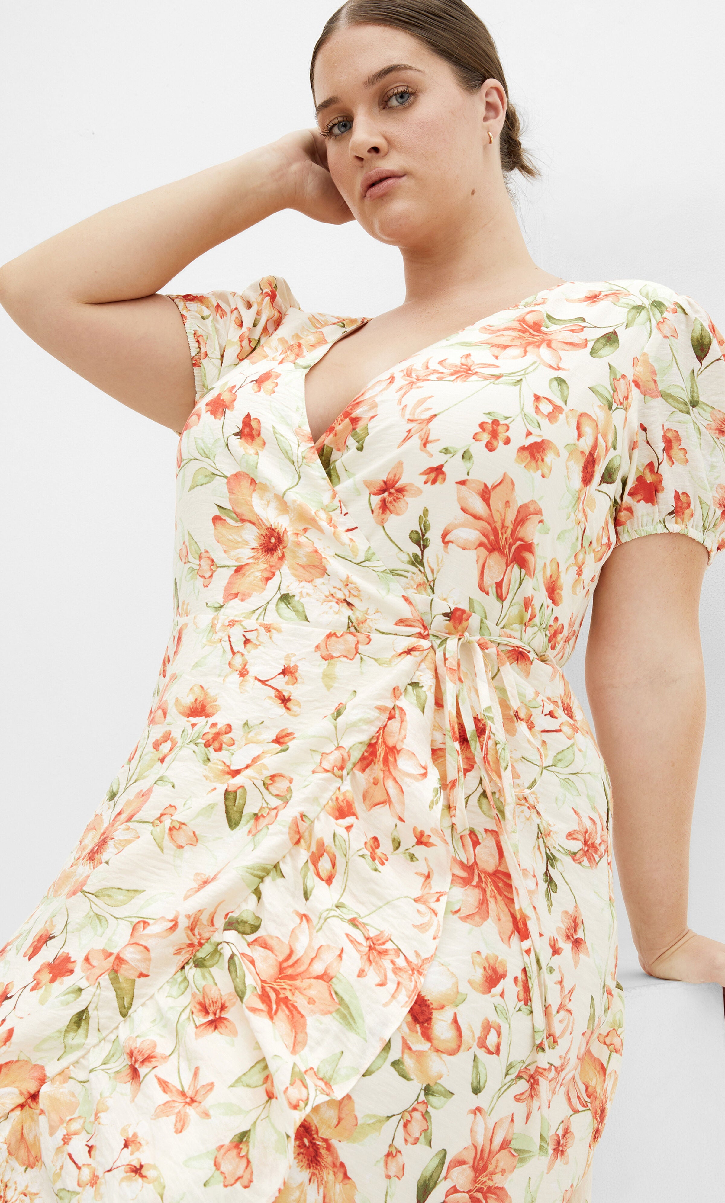 Sarina Print Dress - ivory, ORANGE, alternate image number 2