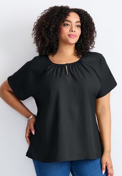 Keyhole Dolman Sleeve Blouse