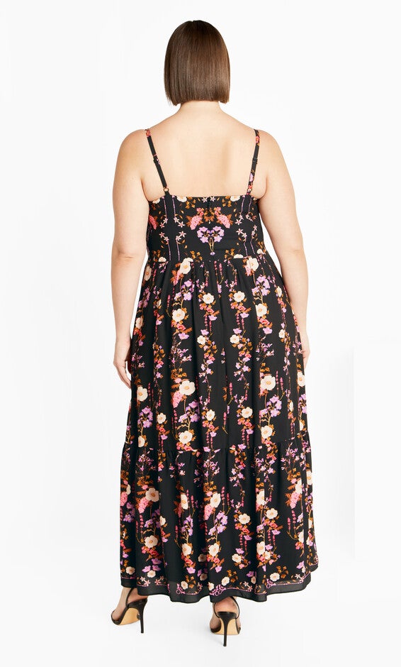Molly Print Maxi Dress - black, BOUQUET, alternate image number 1