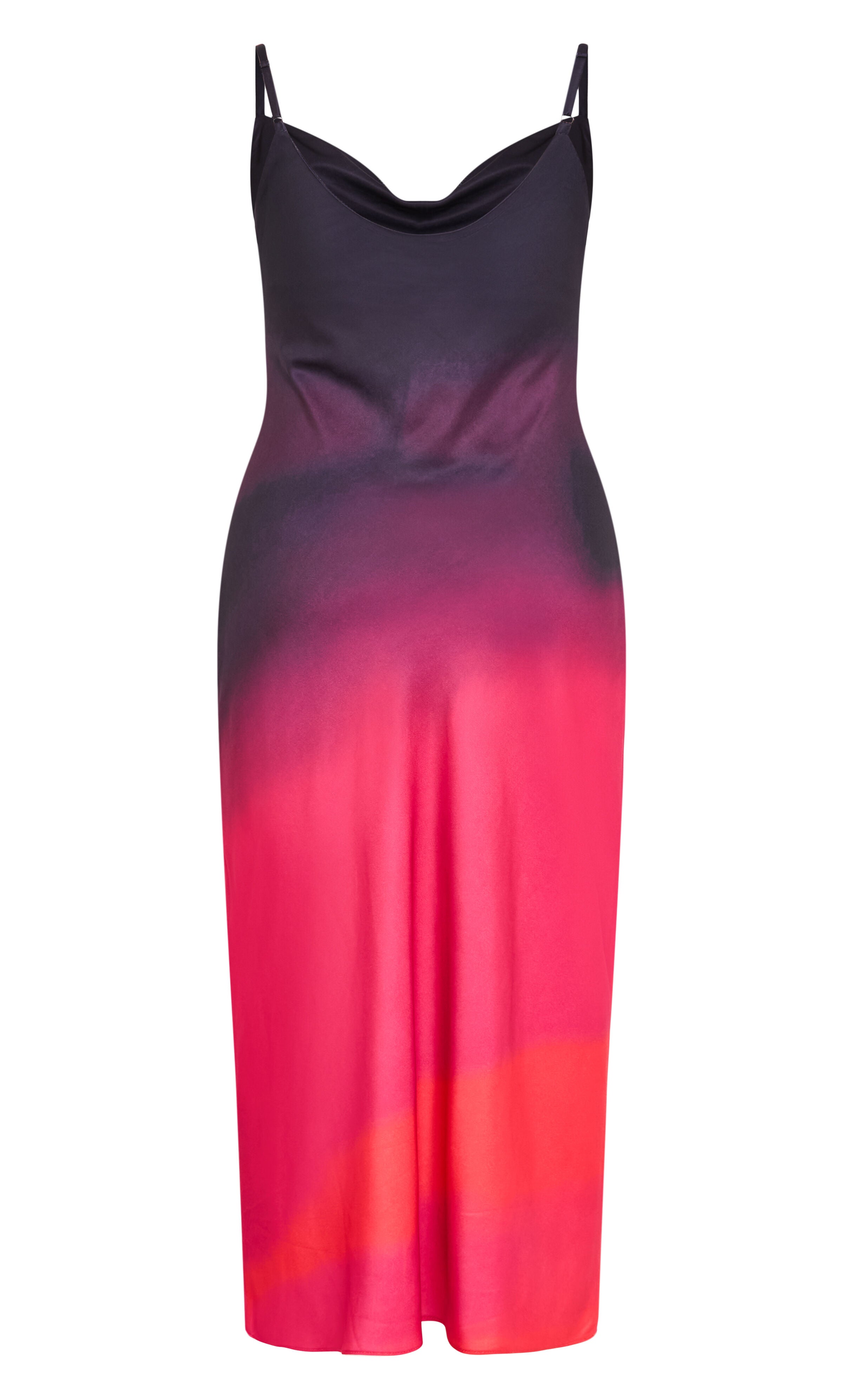 Ombre Cowl Dress - berry multi, ORANGE, alternate image number 4