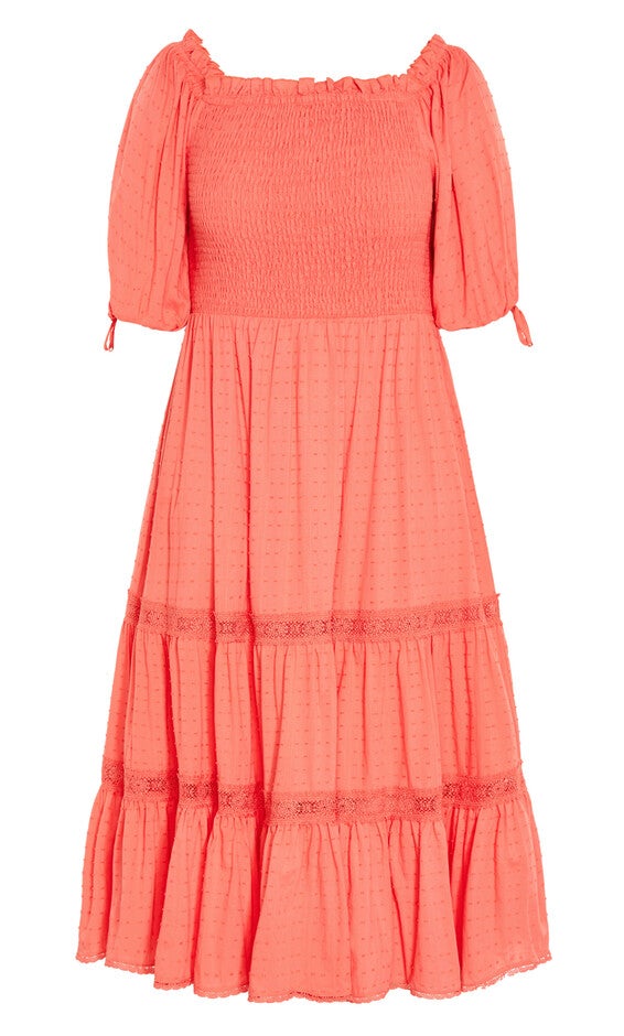 Love Shirred Dress - sugar coral, SUGAR CORAL, alternate image number null