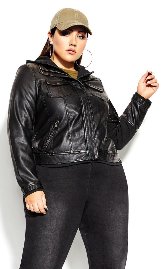 Layered Hoodie Jacket - black, BLACK, alternate image number null