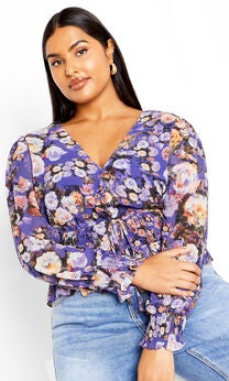 Bridgette Print Top - royal rose