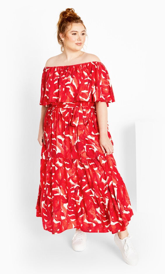 Boardwalk Print Maxi Dress - crimson, RED, hi-res image number null