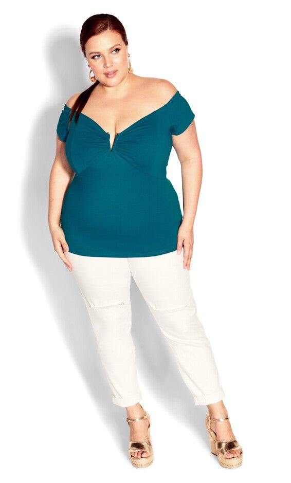 Island Off Shoulder Top - harbour blue, BLUE, alternate image number null