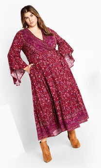 Belle Wrap Maxi Dress - crimson