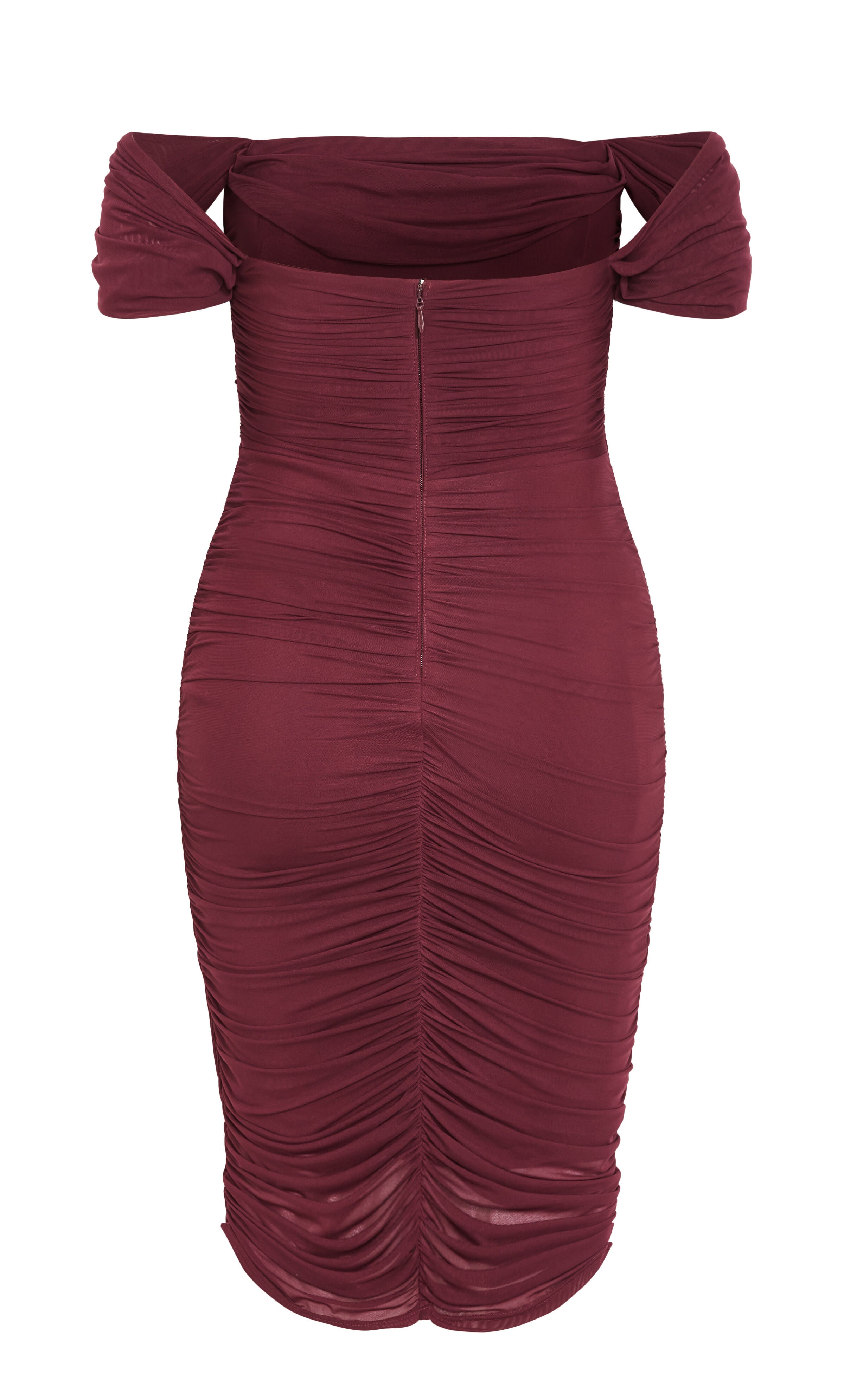 Jazmin Ruched Dress - dark cherry, RED, alternate image number 3