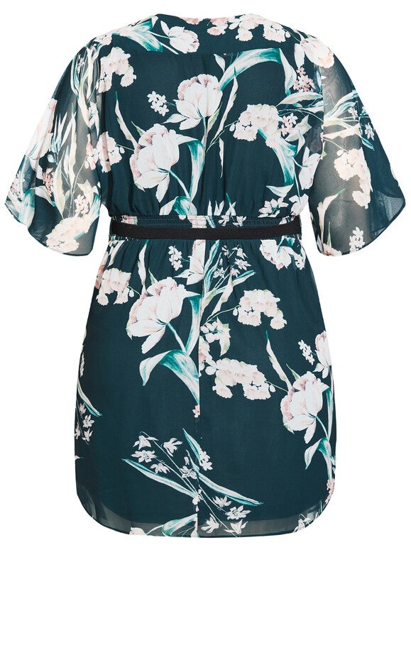 Color Wrap Print Dress - teal, GREEN, alternate image number null