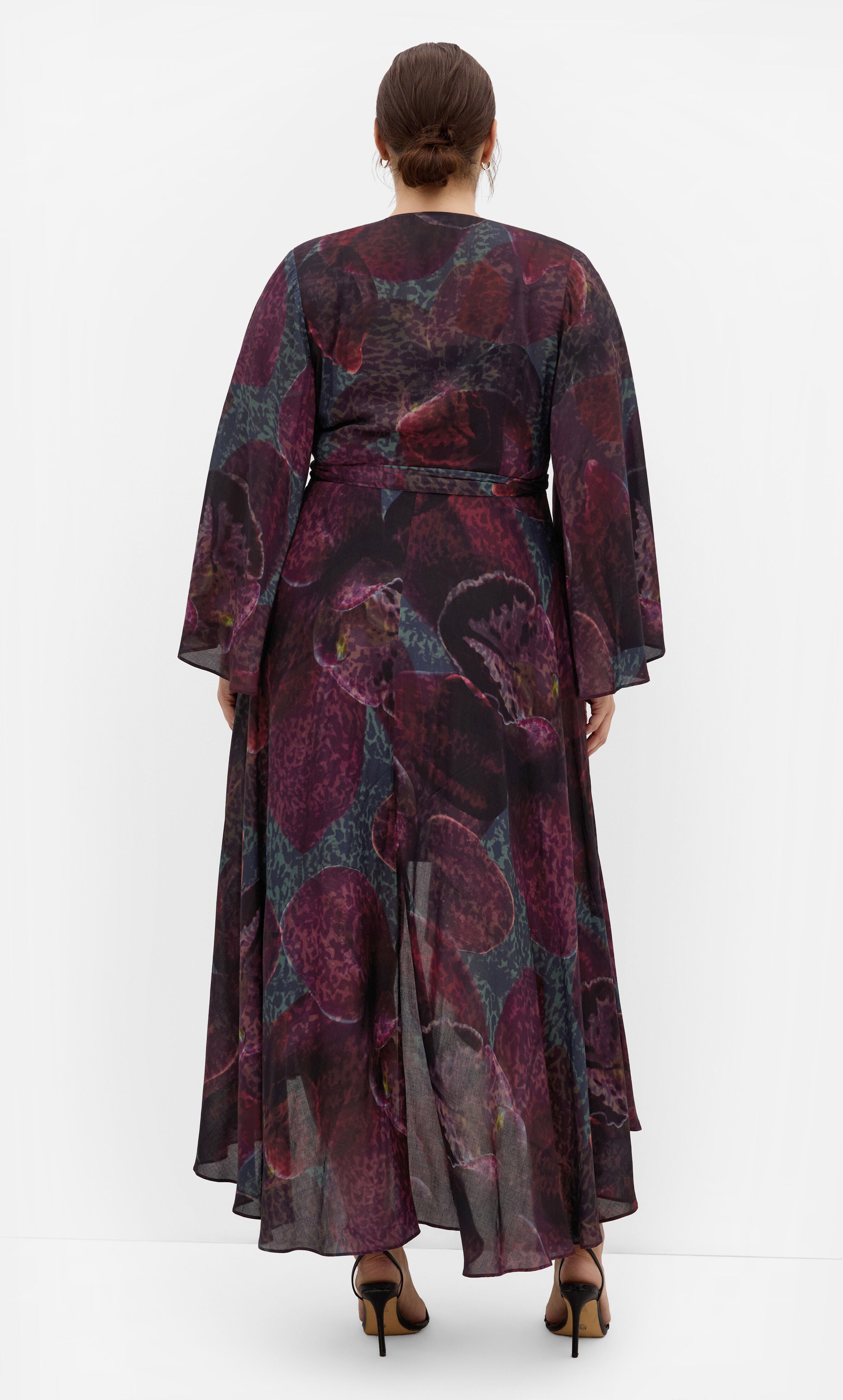 Evangeline Orchid Print Wrap Maxi Dress, PURPLE, alternate image number 2
