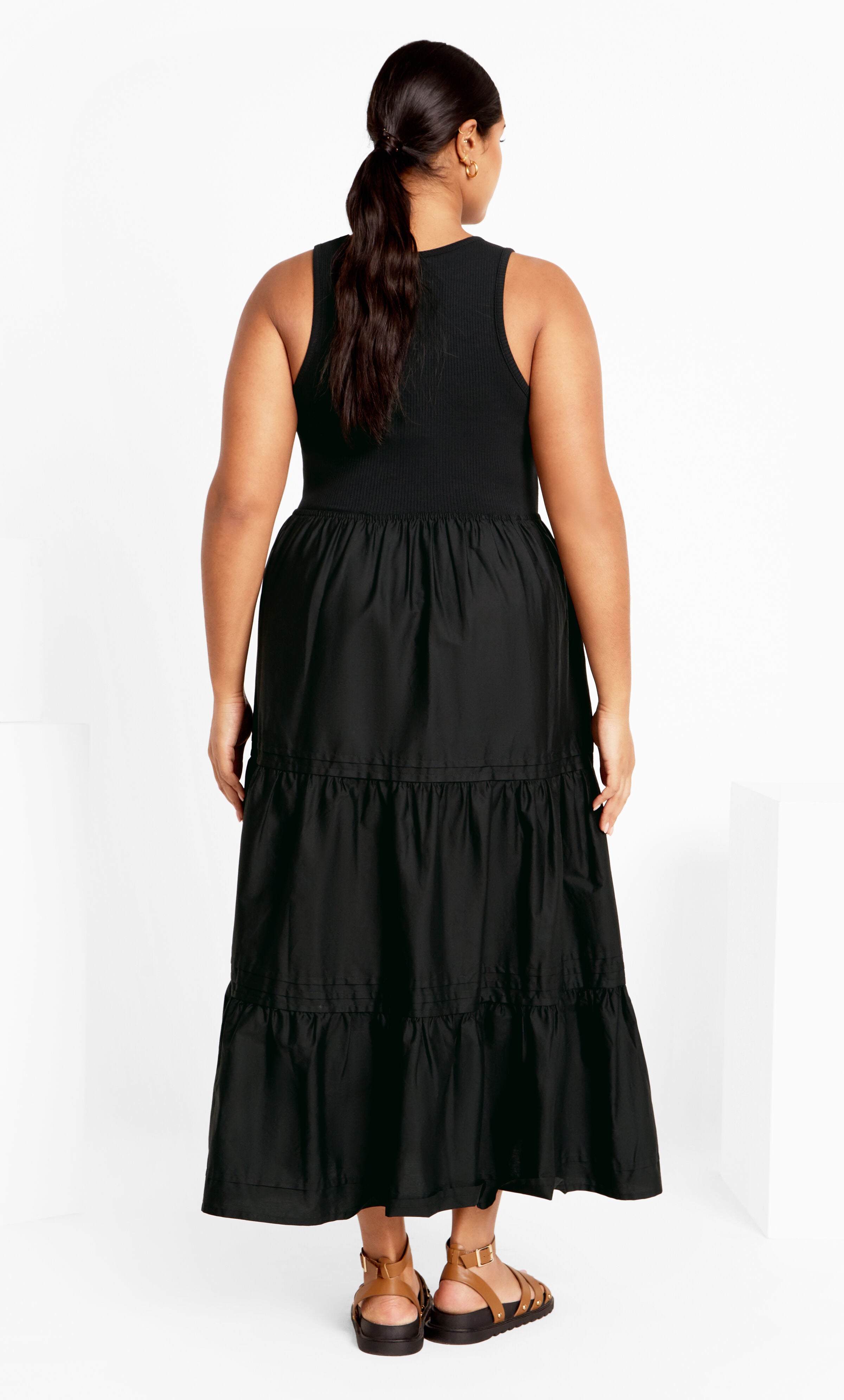 Chelsea Mixed Media Dress - black, BLACK, alternate image number 1