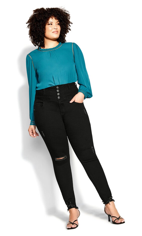 Corset Rip Vibes Jean - black wash, BLACK, hi-res image number 0