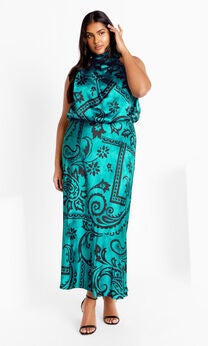Perri Print Dress - peacock