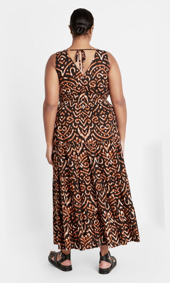 Amara Print Maxi Dress - marsala, IKAT, alternate image number 1