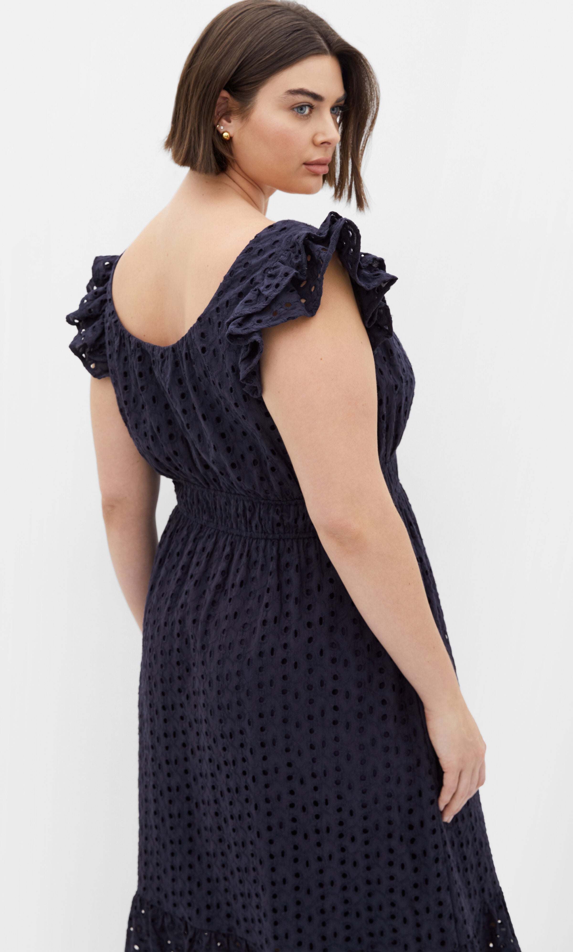 Sweet Broderie Midi Dress - navy, BLUE, alternate image number 1