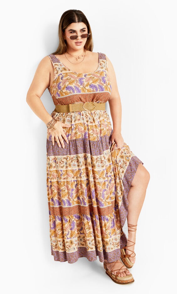 Sasha Border Maxi Dress - tan, TAN ADORE ME, hi-res image number null
