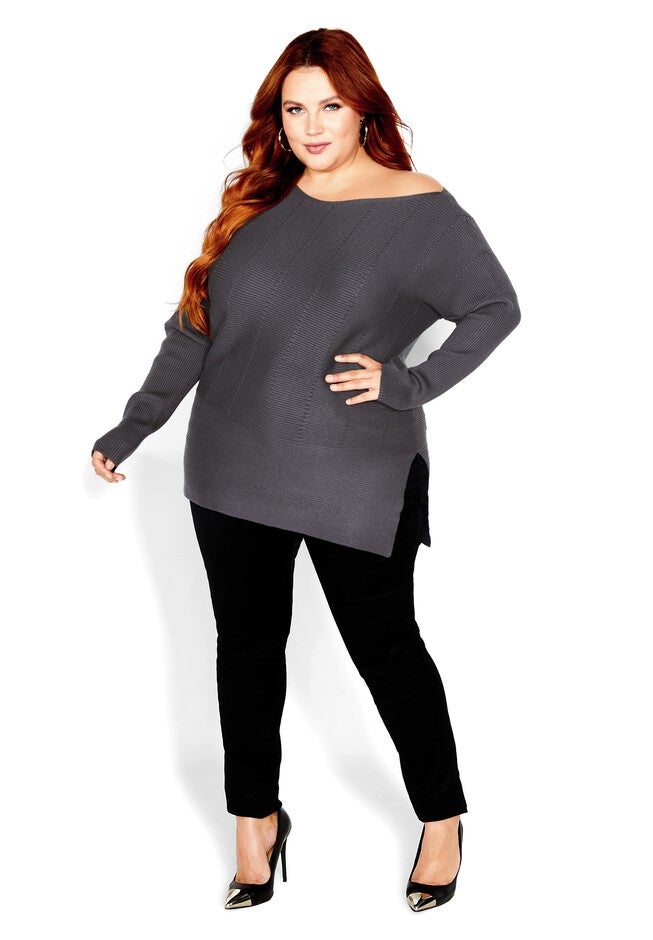 Lean In Sweater - smoke, GRAY, on-hover image number 1