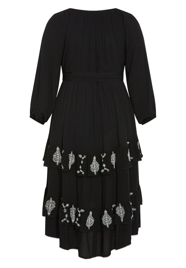 Amahle Lace Embroidered Tier Maxi Dress, BLACK, alternate image number null