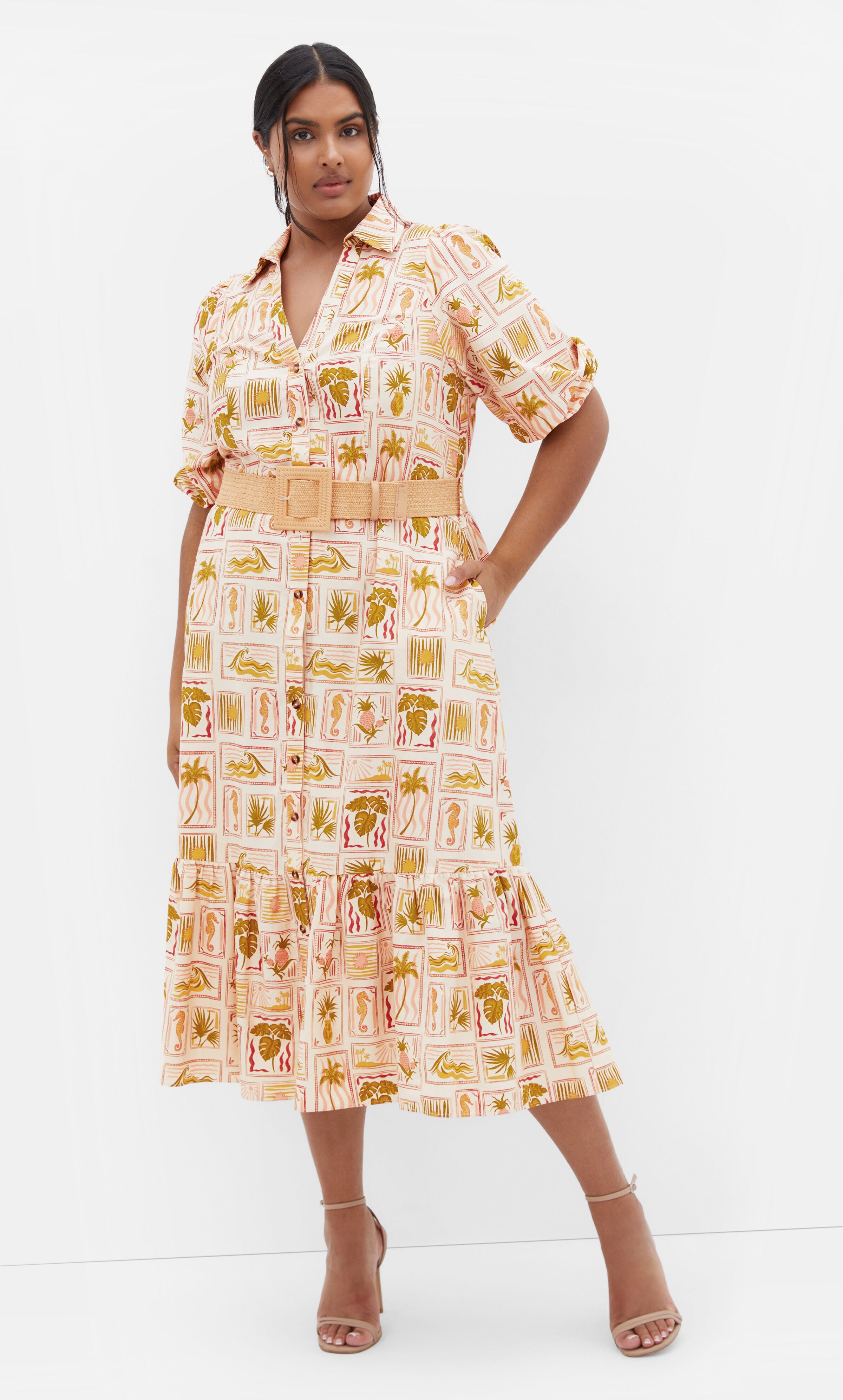 Anna Tropics Dress - print, PINK, hi-res image number 0