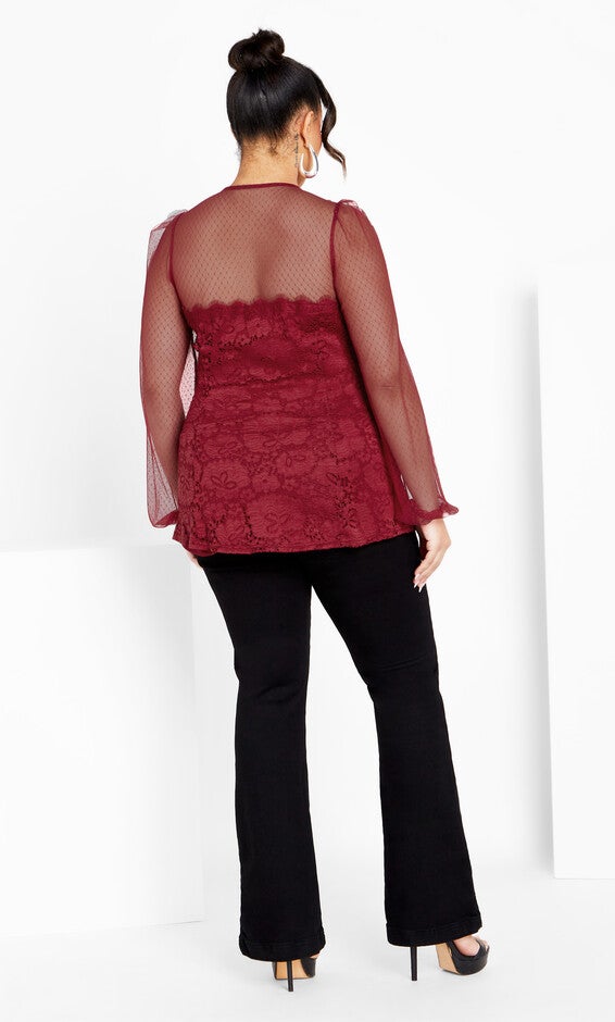 Lace Party Top - ruby, RED, alternate image number 3