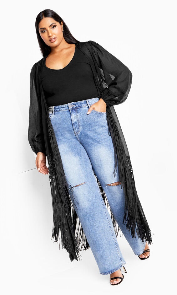 Calypso Fringe Jacket - black, BLACK, hi-res image number null