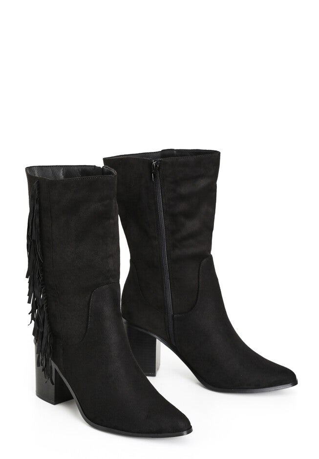 WIDE FIT Tassel Mid Boot - black, BLACK, alternate image number null