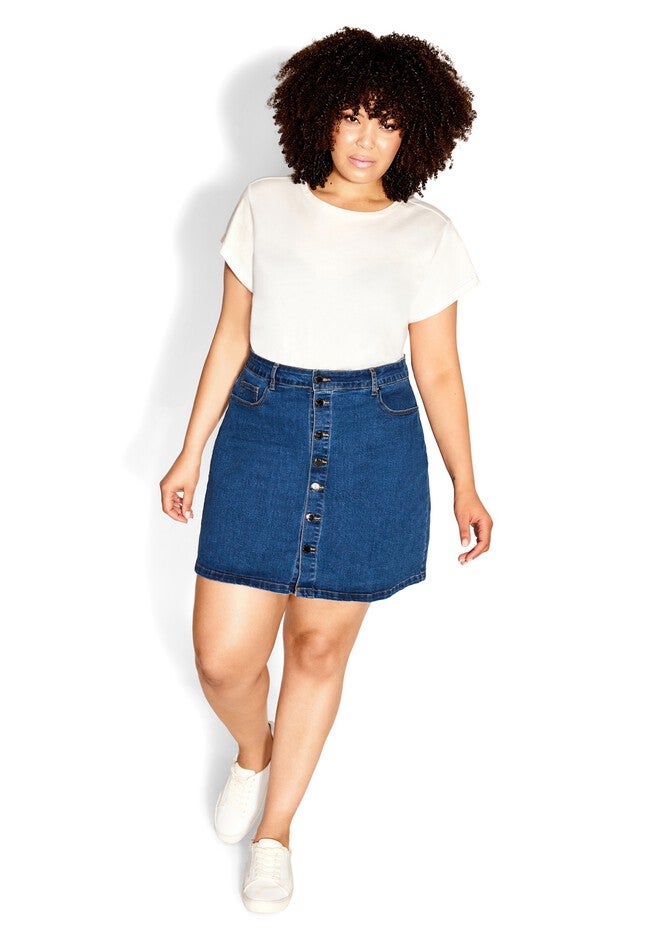 Island Denim Skirt - mid denim, BLUE, hi-res image number null