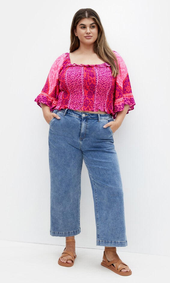 Samara Print Top - magenta, PINK, alternate image number 1