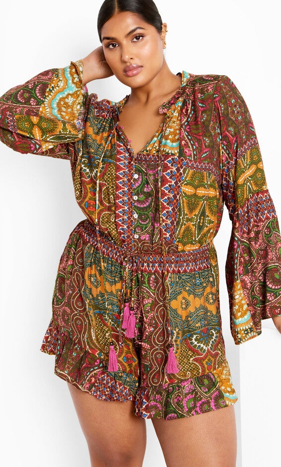 Erica Print Playsuit - kaleidoscope, KALEIDOSCOPE, hi-res image number 0