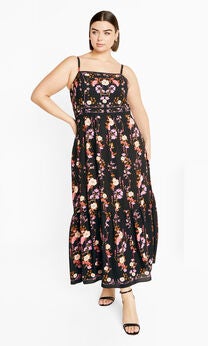 Molly Print Maxi Dress - black