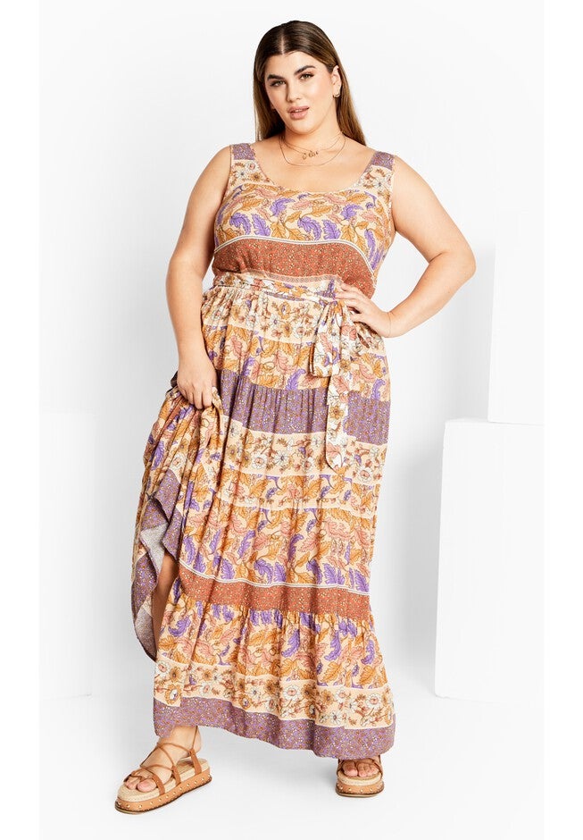 Sasha Border Maxi Dress - tan, TAN ADORE ME, on-hover image number null