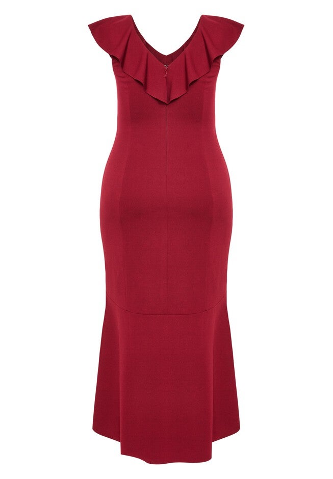 Destiny Ruffle Sleeveless Dress, VIBRANT RED, alternate image number null