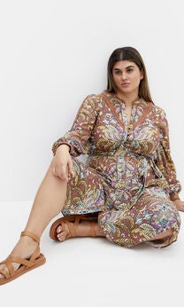 Mysteria Print Dress - saddle