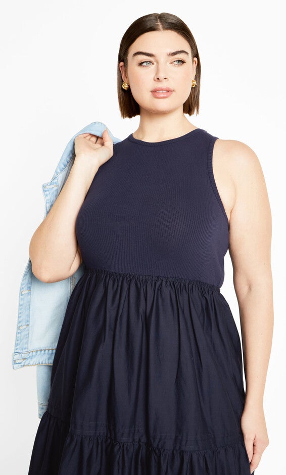 Chelsea Mixed Media Dress - navy, NAVY, alternate image number 3