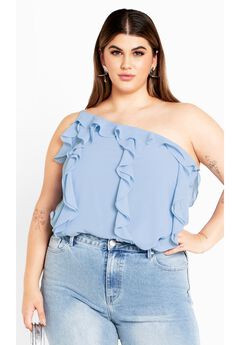 Ruffle Rita Top - baby blue