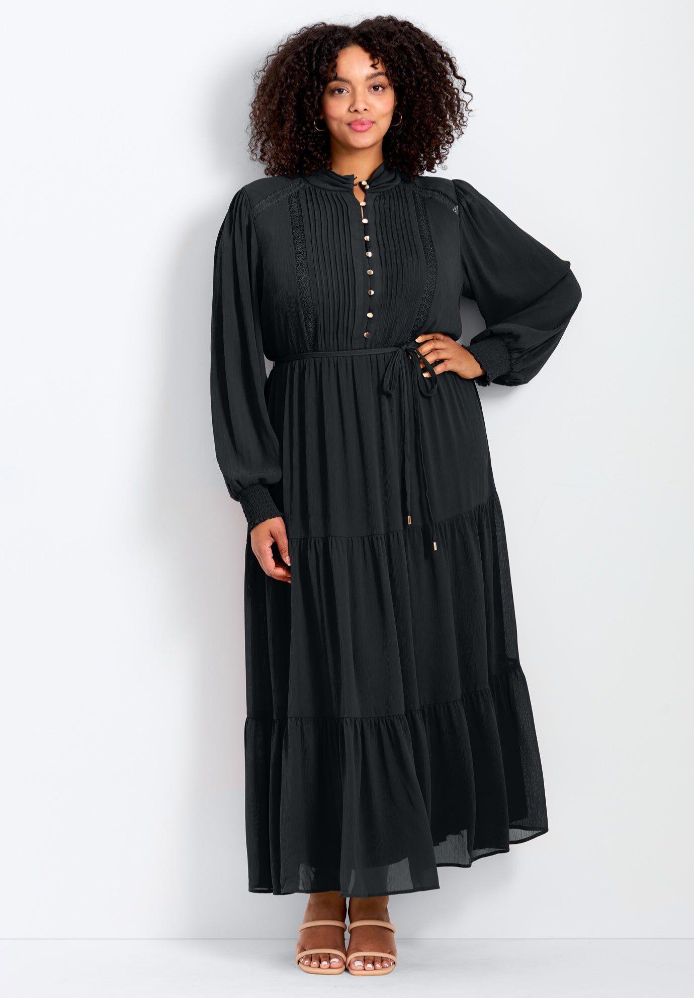 Jasmine Long Sleeve Tiered Maxi Dress | Dia & Co