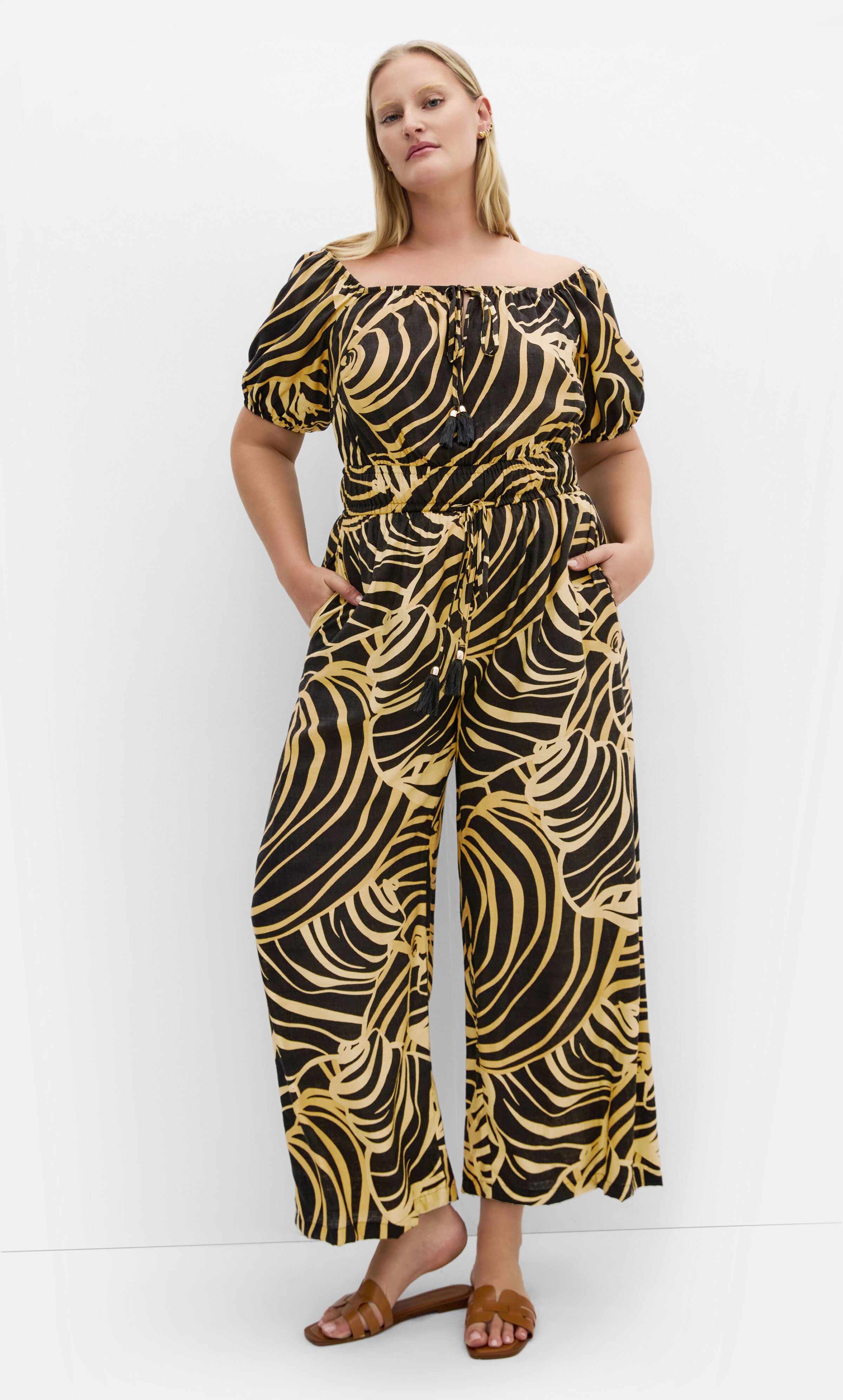 Erica Swirl Jumpsuit - black, BLACK, hi-res image number 0