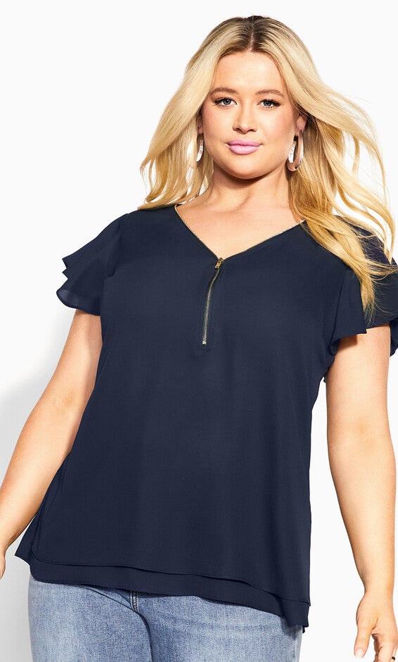 Zip Fling Top - navy, BLUE, hi-res image number 0