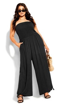 Smocked Jumpsuit - black