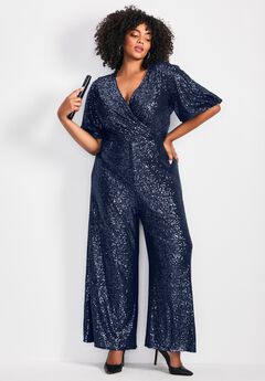 Nada Sequin Puff Sleeve Jumpsuit